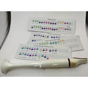 Flutophone Recorder Instrument Trophy Products With Music Song Sheets Vintage